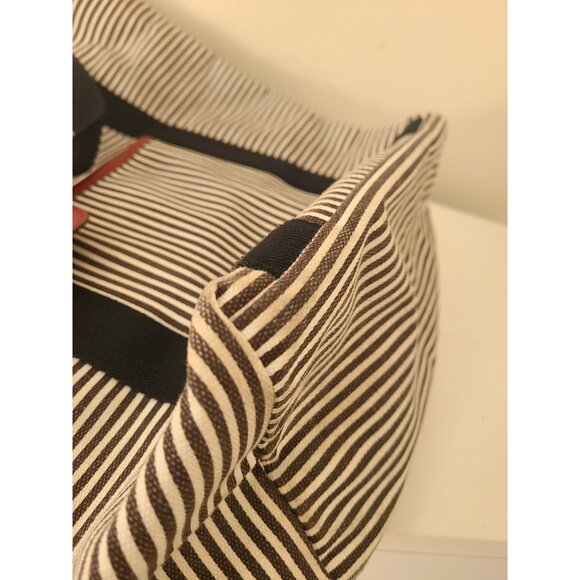 Henri Bendel New York Canvas Magazine Tote Bag Striped Brown White - Picture 6 of 9